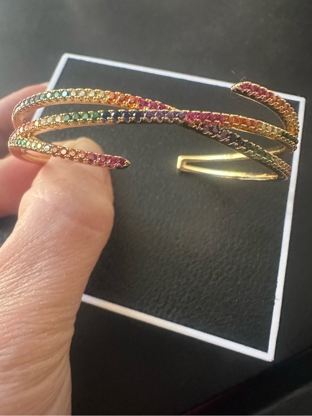 Gold Rainbow Crystal Wrap Cuff NWOT In Original Packaging